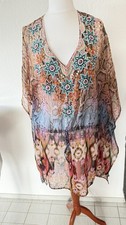 Üppig Bestickte Tunika Chiffon XL Lang Bunt Top , Gebraucht