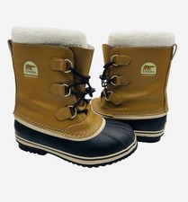SOREL Yoot Pac Youth Size 6 Waterproof Tan Black Insulated Winter Duck Boots EUC