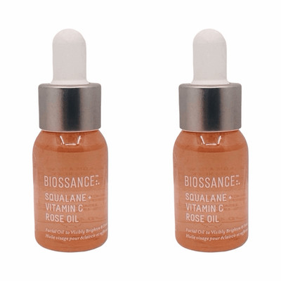Biossance Squalane + Vitamin C Rose Oil 2 Bottles 0.4 fl oz / 12 ml x 2 Skincare