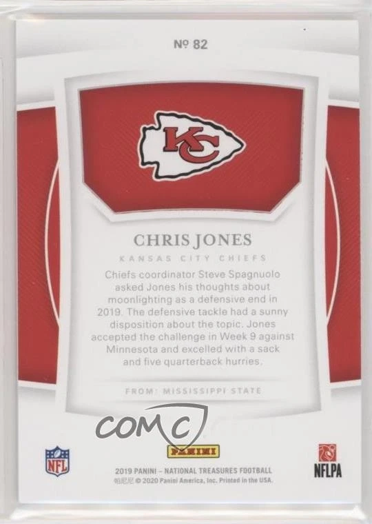 2019 Panini National Treasures Holo Silver /25 Chris Jones #82 - Image 2 of 2