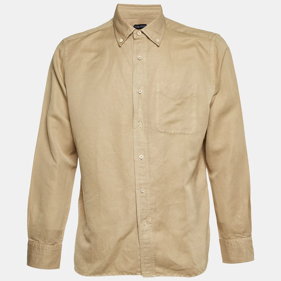 Tom Ford Beige Linen Blend Full sleeve Shirt XXL