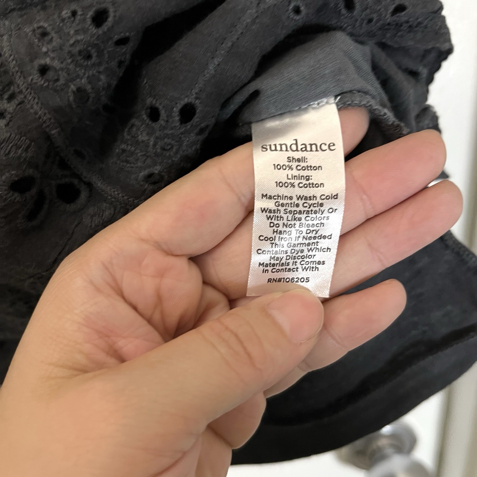 Sundance Patchwork Eyelet Embroidered Top Black B… - image 5