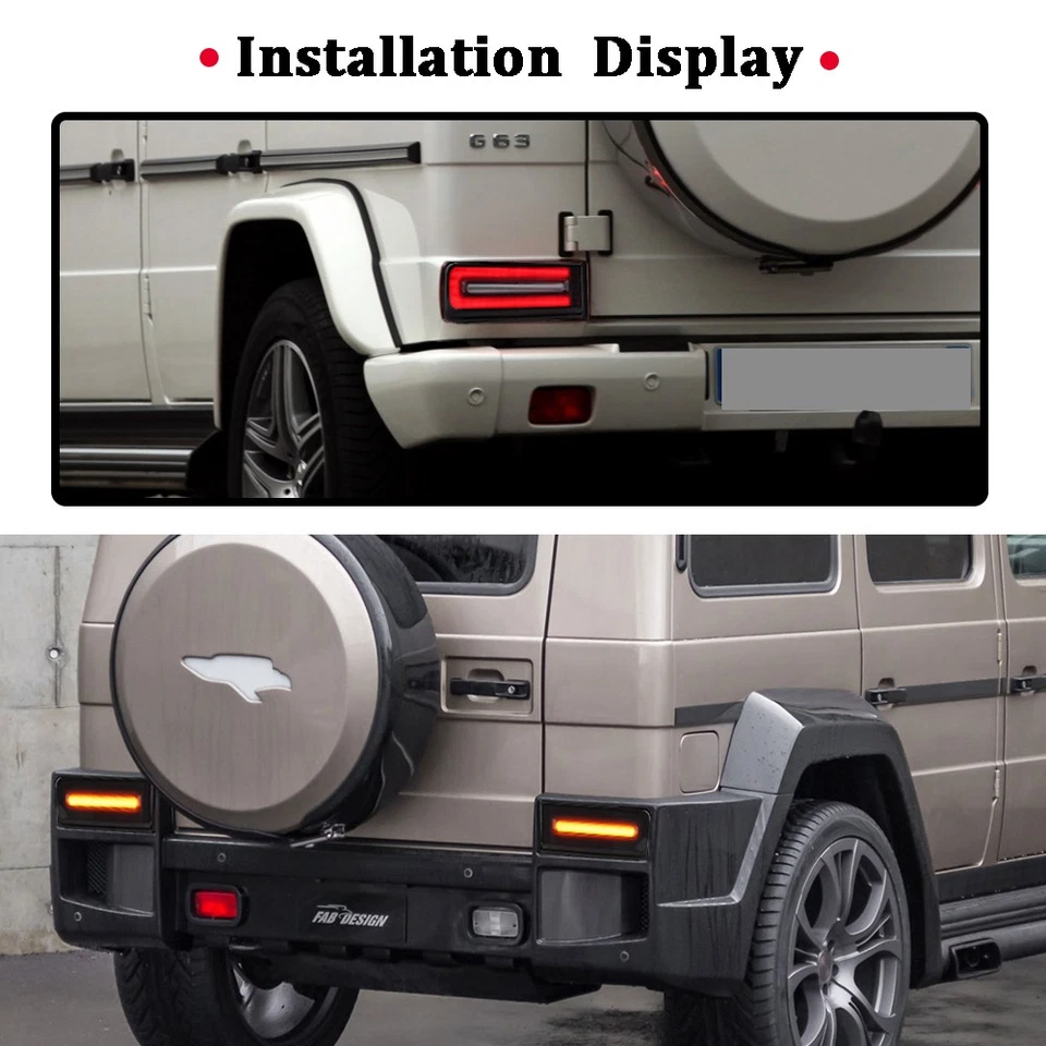 W464 Style SMOKE LED Sequential Signal Tail Lights For 1999-2018 Mercedes W463 G Foto 2 de 4