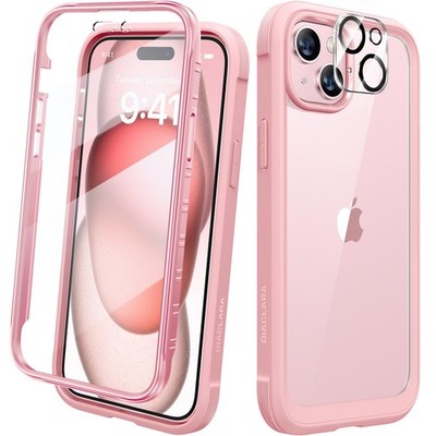 Diaclara Designed für iPhone 15 Handyhülle, Full 15 6,1'', Coral Pink 