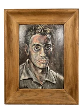 JAMES MICHALSKI MODERNIST MAN PORTRAIT ANTIQUE ILLUSTRATION VINTAGE OIL PAINTING