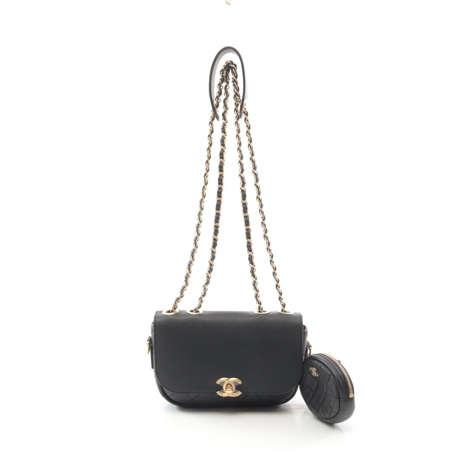 Chanel Matelasse Leather Shoulder Bag Women Black One Size 539313