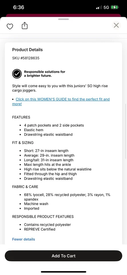 Joggers cargo Juniors So High Rise usados talla mediana Foto 2 de 2