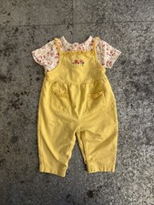 Gymboree Yellow Floral Overall Set Bodysuit Romper Vintage 6-12 Month Cotton