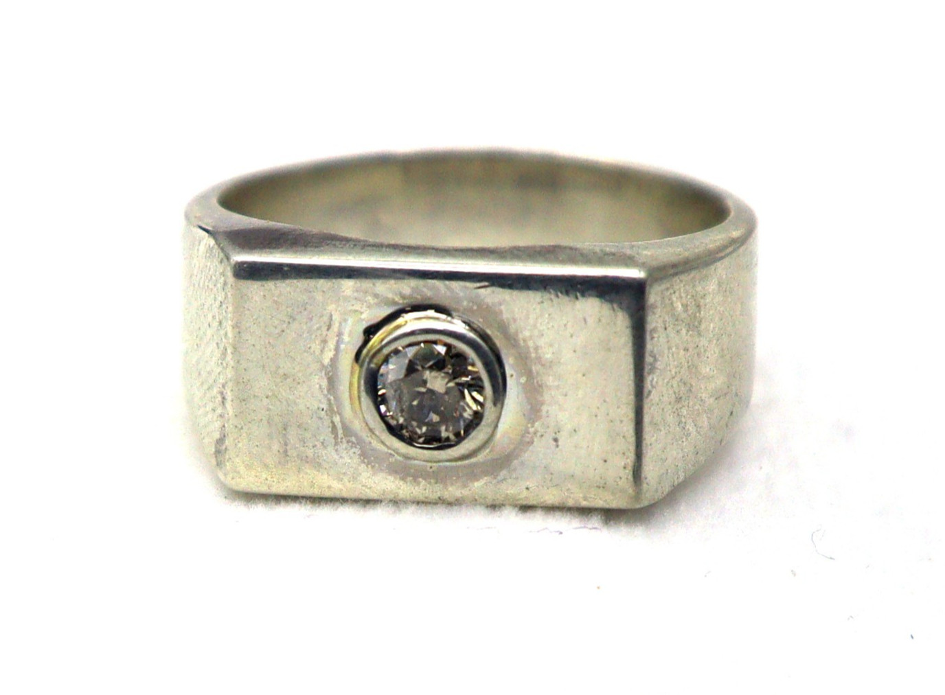 0.25 Ct Natural Brown /SI3 Clarity Diamond 925 Silver Ring SZ 8 US For Men's