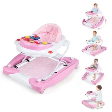 6 in 1 Baby Walker Adjustable Toddler Walker & Activity Center with Music Tray