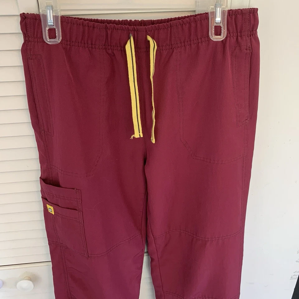 Лот из 2 WonderWink женщин высокий грузовой скраб брюки Sz M высокий серый бордовый 5214T - Изображение 4 из 4