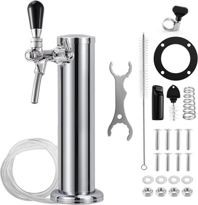 Adjustable Single Tap Tower Kegerator Tower, Draft Beer Tower Keg Tower with Keg