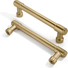 2 Pack Brushed Brass Cabinet Pulls 4 Inch 102MM Hole Centers Kitchen Brushed Go