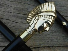 36'' Brass Designer Queen Handle Antique Vintage Wooden Walking Cane Stick Gift