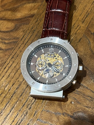 S.U.G. Watch Skeleton Moonphase Date Automatic