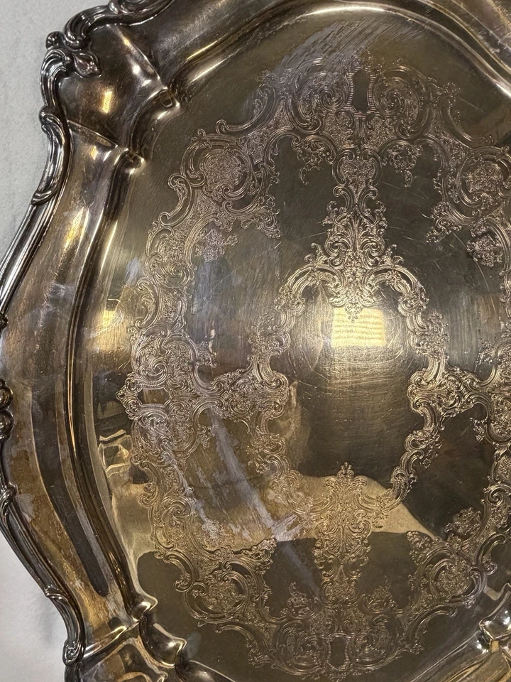 Plato para servir Chantilly Gorham plateado Grand YC1397/1 - 27 pulgadas Foto 4 de 4