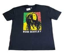 Zion Rootswear Bob Marley Men  s Size 2XL Tee Black Graphic Print T-shirt New