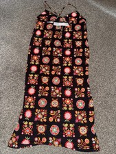 Warehouse Black & Red Floral 70’s Print Cross Back Stretch Maxi Dress BNWT 16