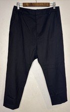 Nili Lotan PARIS Pants Women's 6 Slouchy Virgin Wool Drop Crotch Cropped Black