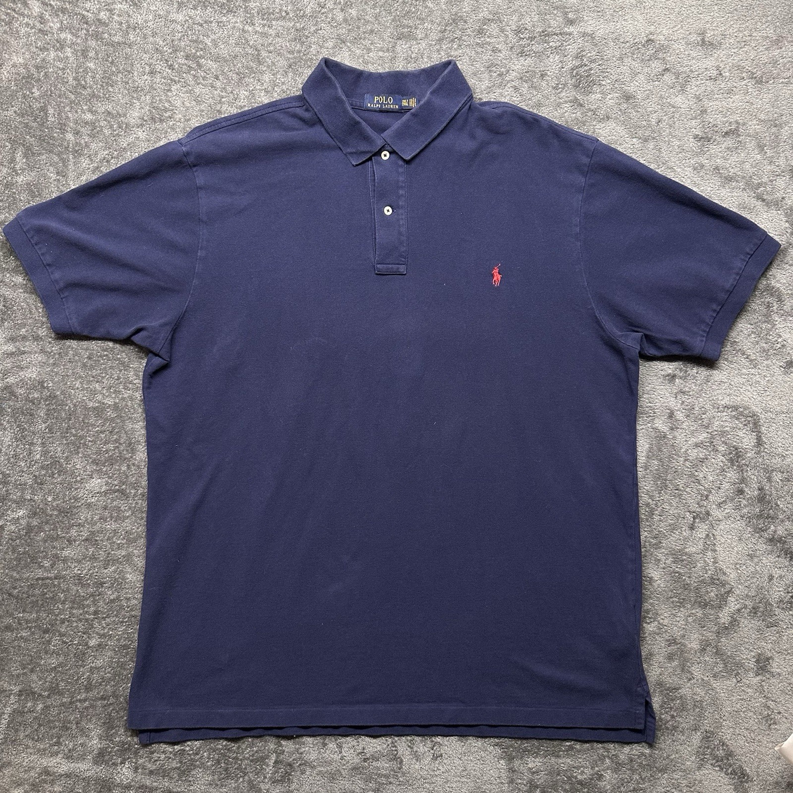 Polo Ralph Lauren camicia uomo 2XLT alta blu navy manica corta casual pony preppy