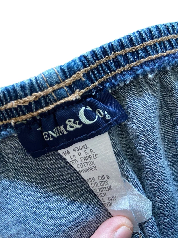 Falda vaquera midi vintage Y2K línea A talla M azul cintura elástica pradera occidental Foto 2 de 4