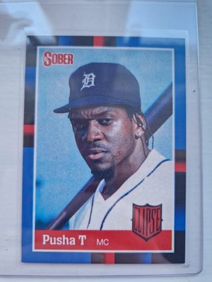 Pusha T Clipse nüchterne individuelle Baseballkarte Detroit Tigers Trikot 1980er Stil