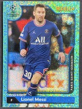 Lionel Messi 2021-22 Topps Merlin UCL Aqua Speckle Refractor /199 #30