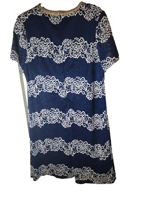 laundry navy lace dress Navy Mother of the Bride Lace Dress with Short Sleeves main image 1