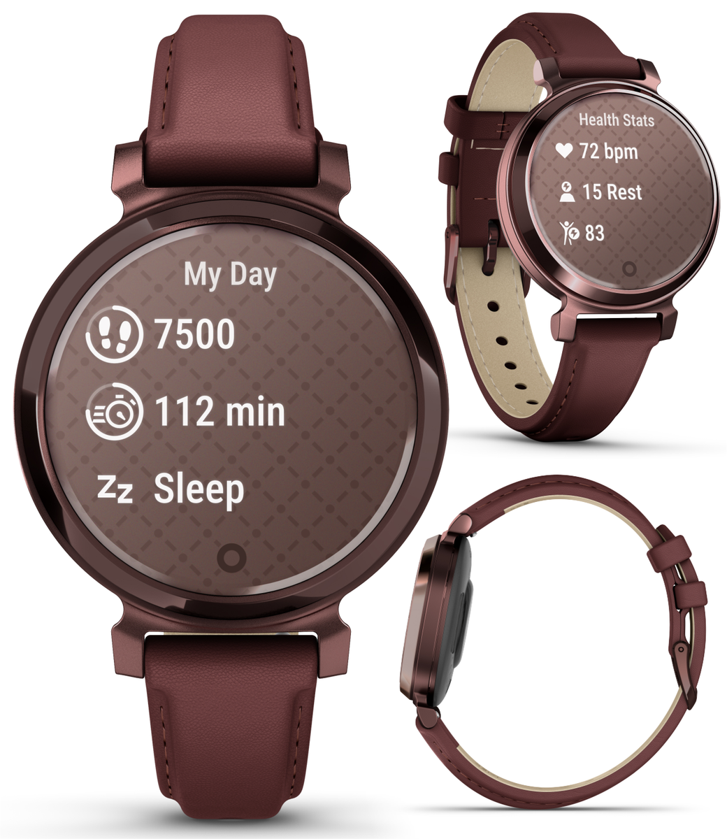 Garmin Lily 2 Classic Dark Bronze Mulberry Leather Band Smartwatch