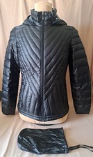 Nuage Sport Ladies Black Puffer Jacket Down Packable Hoodie Coat Zip Up Small