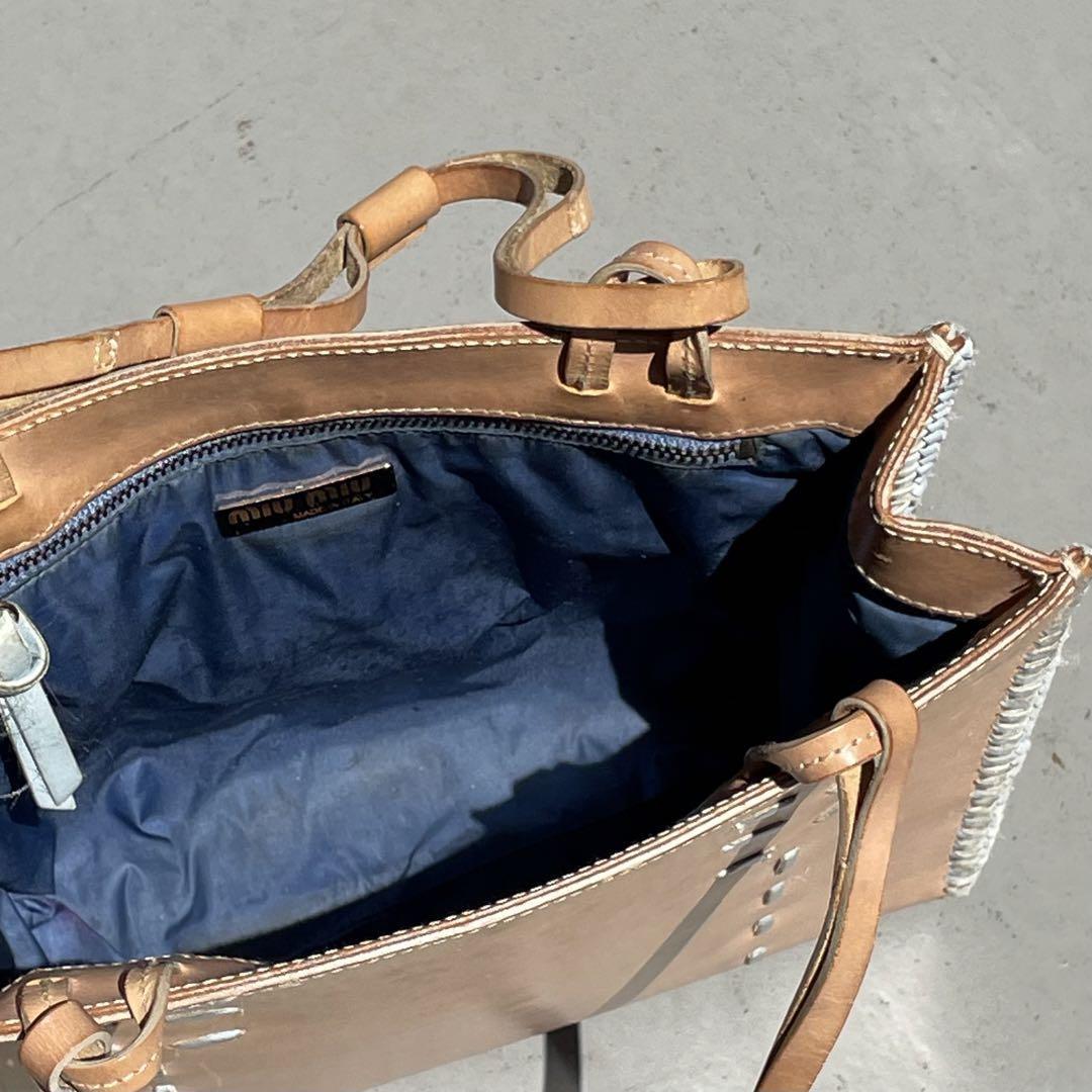 MIU MIU Hand Bag Leather Beige Archive 90s Vintage Traceable MIU MIU Hand Bag Leather Beige Archive 90s Vintage Traceable