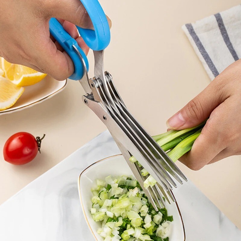 Scissors Scallion Herb Cutter Onion Kitchen Stainless Steel Vegetable Muti Layer-image