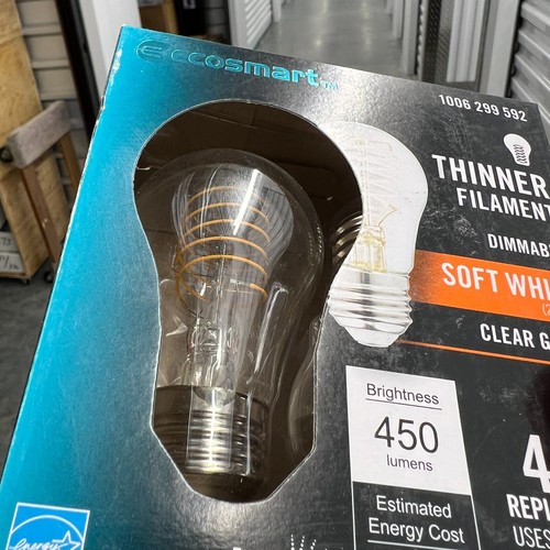 2pk Ecosmart 40W LED Light Bulb A15 Dimmable Fine Bendy Filament Soft White - Picture 5 of 14