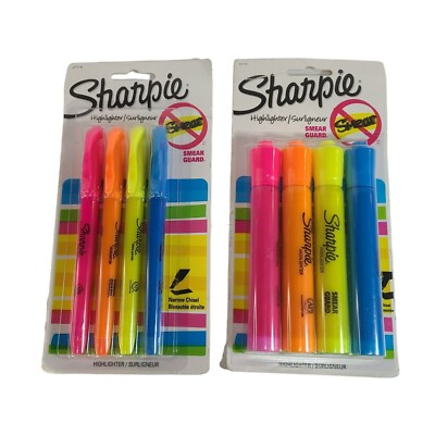Sharpie No Smear 4 Color Highlighters 2 Packs 1 Narrow Chisel and 1 Chisel 8 PC