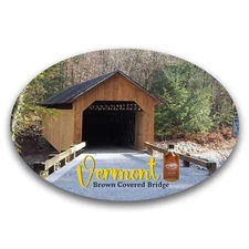 Magnet Me Up Vermont Brown Covered Bridge State Oval Magnet Decal, 4x6 inches