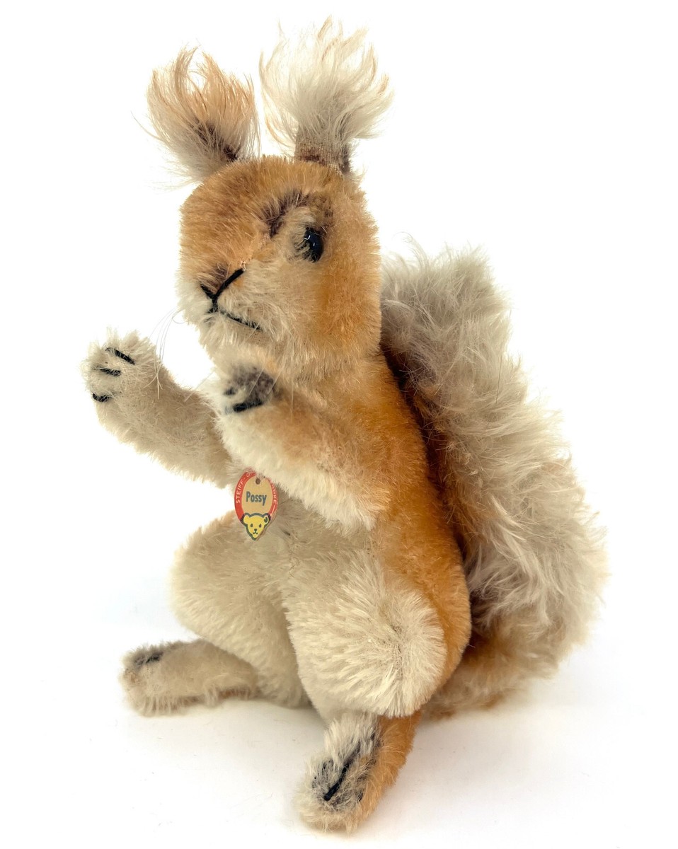 Steiff Possy Squirrel 1960s ID Chest Tag Mohair Plush 22cm 9in