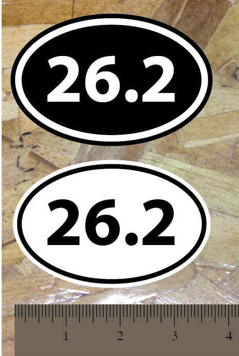 26.2 Marathon Oval Runner Sticker Decals - 2 Pack Die-Cut Vinyl For Car, Laptop, Water Bottle (3" & 5")