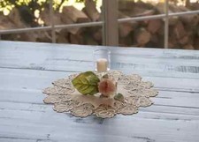 Beige Rose Lace Doily 11" Round 