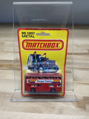 1980 Lesney Matchbox Berger Paints 17 Londoner Double Decker Bus Carded