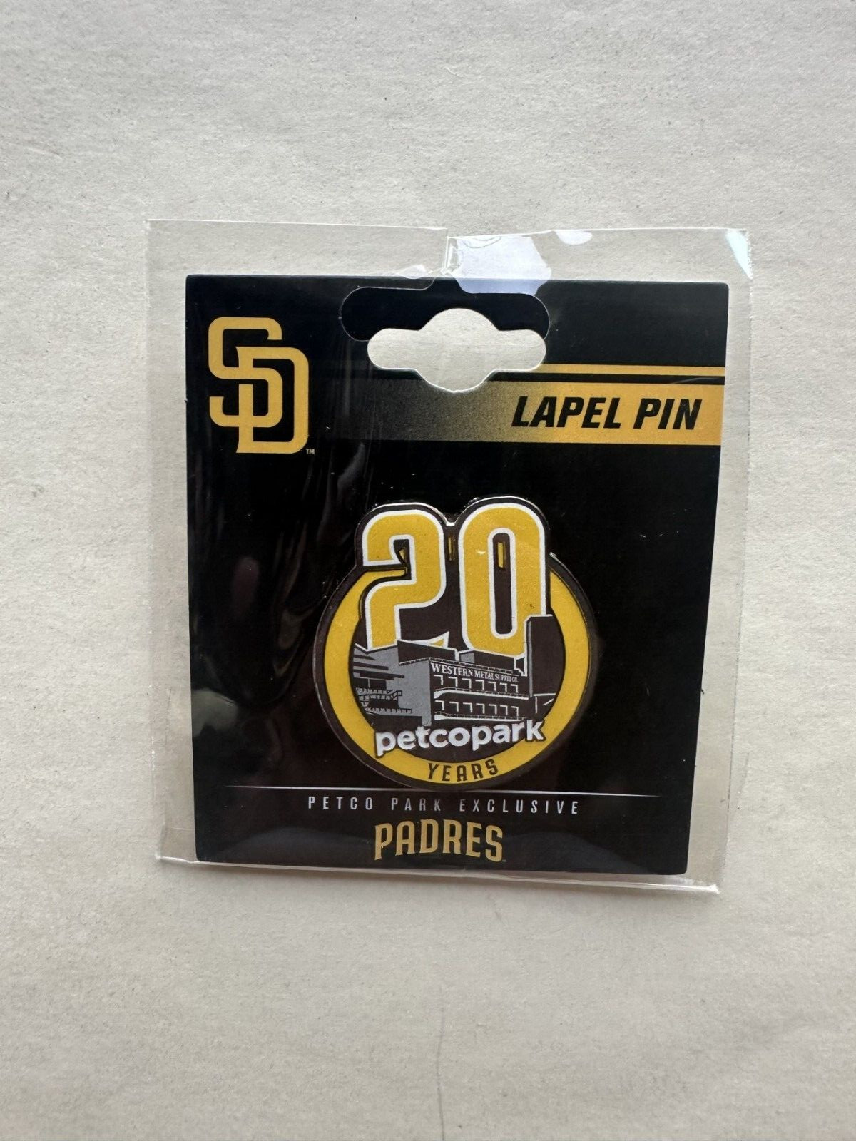 REDUCED San Diego Padres Petco Park 20th Anniversary Pin, new in package