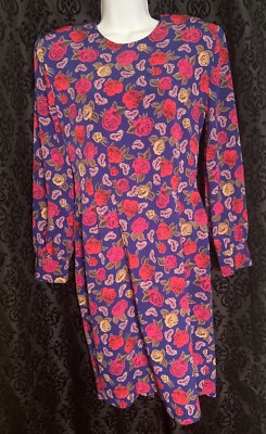 Women s vintage MS Chuas Petites paisley rose bright blue size 10p GORGEOUS !