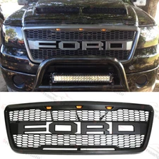 Front Bumper Grille For 2004-2008 Ford F150 F-150 2007 Black Raptor Style Grill