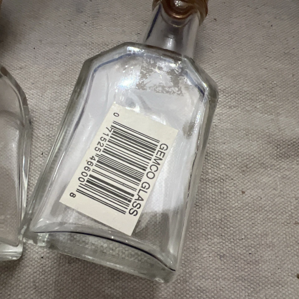 Juego de 6 piezas Gemco EE. UU. Aceite Vinagre Sal Pimienta Azúcar Vidrio Transparente Cobre Metal Tapa Foto 3 de 4