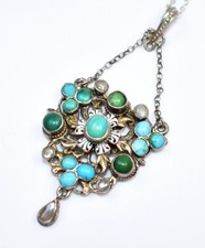 MAGNIFICENT! Antique **900 Silver** AUSTRO HUNGARIAN *JEWELED* Pendant