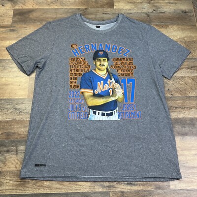 MLB NY Mets Keith Hernandez T-shirt jersey retirement Gray Tee