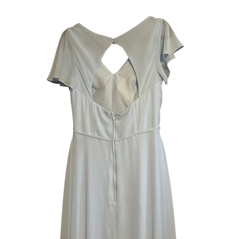 Kennedy Blue Bridesmaid Dress Size 8 Baby Blue Flutter Sleeve V Neck Maxi Pocket - Image 4 of 4