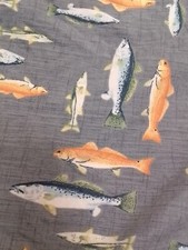 Columbia Sportswear Button Shirt Fish Gray Hawaiian Orange Men Size m Medium