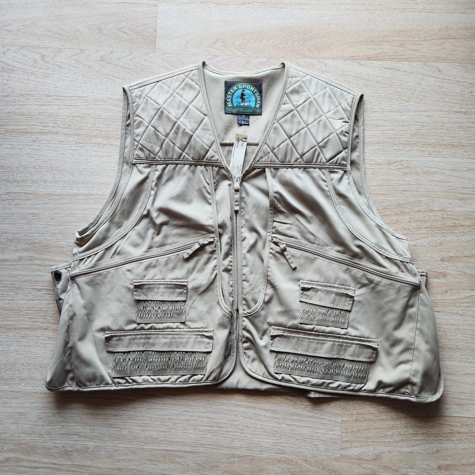 Master Sportsman XXL Rugged Outdoor Gear Fishing Hunting Vest Vent Cotton Khaki