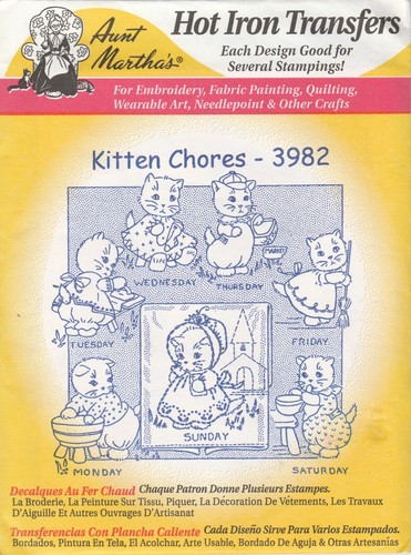 Aunt Martha's Hot Iron Transfers ~ Kitten Chores - 3982