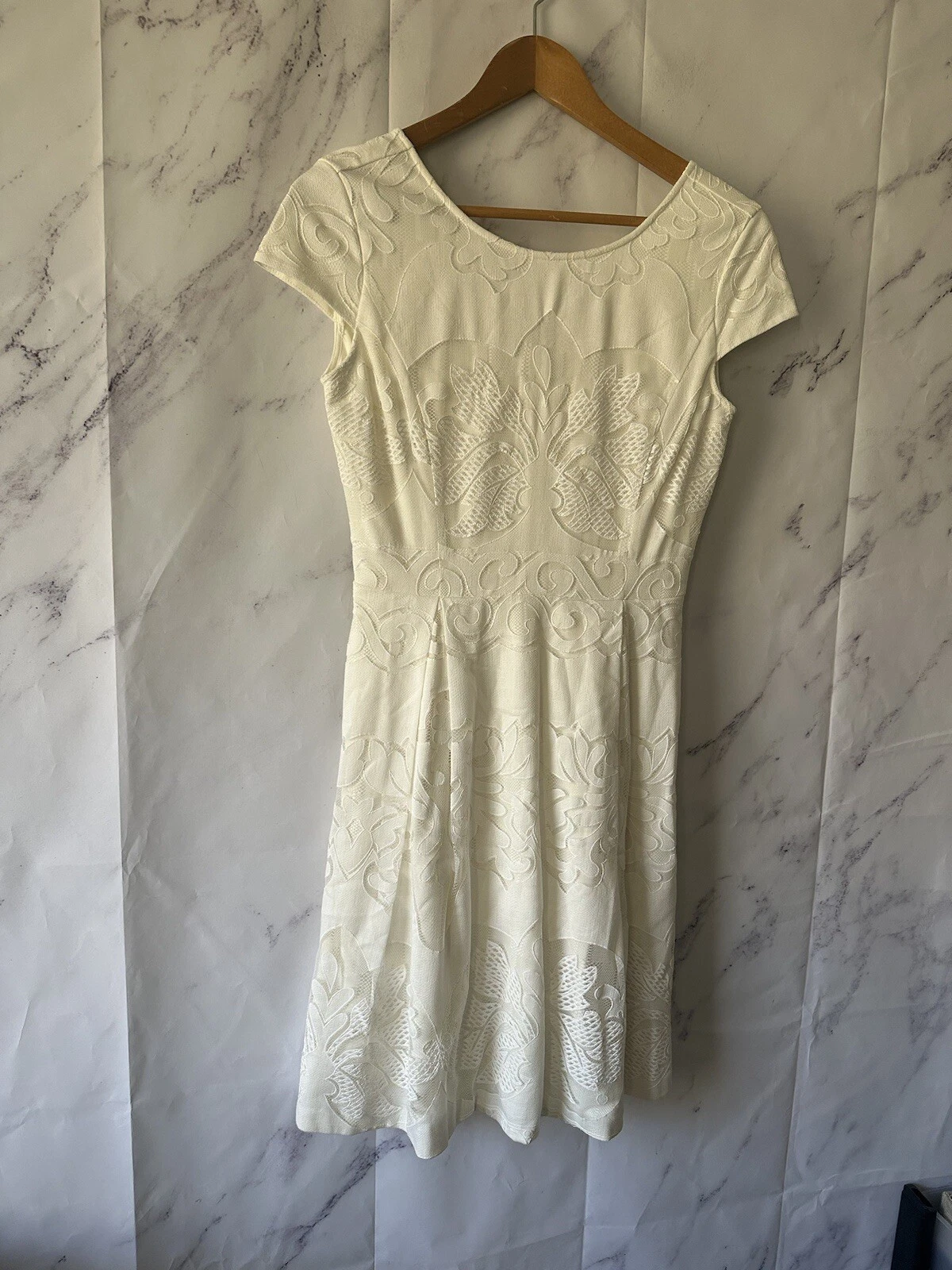 OFF WHITE CREMIEUX ABITO DONNA BIANCO PANNA CON DETTAGLI IN PIZZO FLOREALE TAGLIA 4